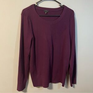 Talbots V-Ribbed Deep Purple Sweater Women's XL Classic Cozy Elegant Casual Warm